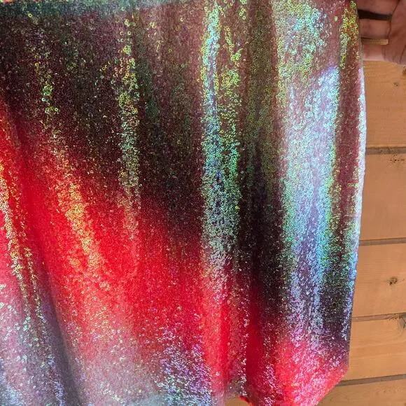 Kai Collective Cherry Glaze Ombre Sequin Skirt 3XL Mini Skirt Shimmer Metallic - Picture 3 of 6